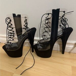 Clear Cover Pleaser Heels Sz 9